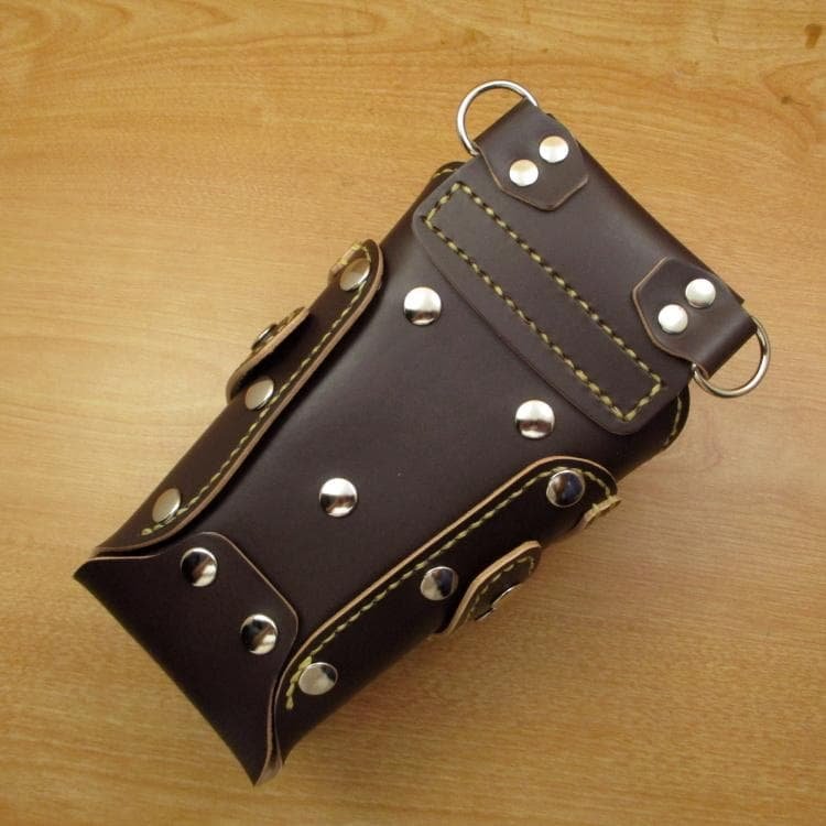 コンチョ付　ダークブラウン　５丁差し　 本革シザーケース　SCA-125/CDB